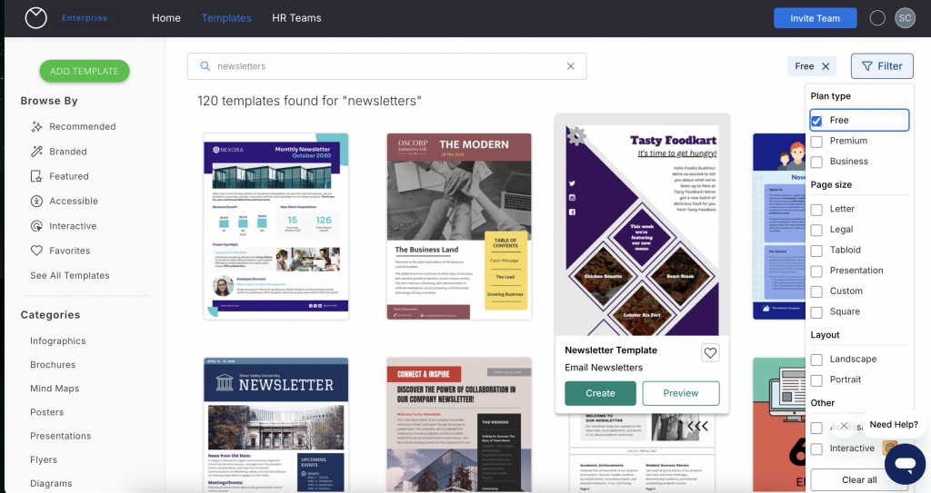 Venngage's newsletter templates